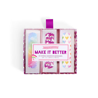 Make it Better 30pc Pattern Bandages in Gift Box, Two's Company, Bandaid, EB Girls, Stocking Stuffer, Stocking Stuffers, Two's Company, Unicorn, Unicorns, Cosmetics - Basically Bows & Bowties