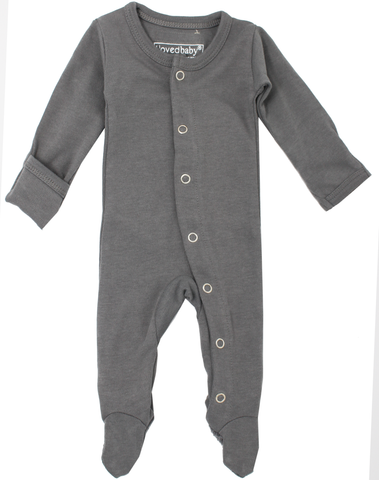 L'ovedbaby Gray Footed Overall, L'ovedbaby, Black Friday, CM22, Cyber Monday, Els PW 8258, End of Year, End of Year Sale, Footie with Snaps, l'oved baby, Lovedbaby, Organic, Organic Cotton Fo