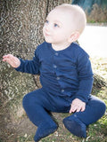 L'ovedbaby Navy Footed Overall, L'ovedbaby, Black Friday, CM22, Cyber Monday, Els PW 8258, End of Year, End of Year Sale, Footie with Snaps, l'oved baby, Lovedbaby, Organic, Organic Cotton Fo