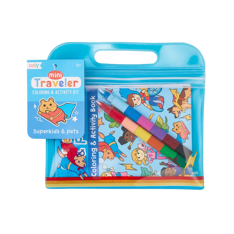 Ooly Mini Traveler Coloring & Activity Kit - Superkids & Pets, Ooly, Art Supplies, Book, Camp Gift, Camp Gifts, cf-type-toys-&-books, cf-vendor-ooly, Coloring & Activity Kit, Coloring Book, O