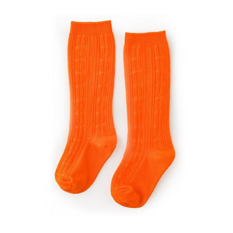 Little Stocking Co Knee High Socks - Bright Orange, Little Stocking Co, Cable Knit Knee High, Cable Knit Knee High Socks, Fall 2021, Knee High, Knee High Socks, Knee Highs, Little Stocking Co