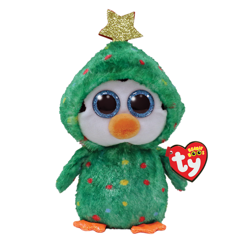 Ty Noel the Penguin Green Tree Beanie Boo, Ty Inc, All Things Holiday, Beanie, Beanie Boo, Christmas, Christmas Beanie Boo, Christmas Ty, ChristmasTy Christmas, Penguin, Snowman, Stocking Stu