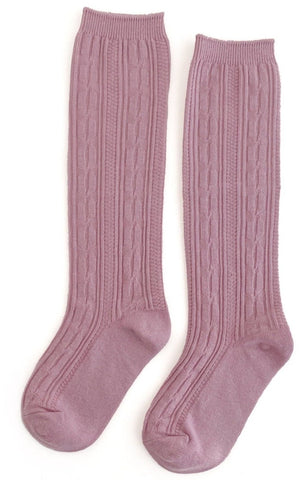 Little Stocking Co Knee High Socks - Dusty Rose, Little Stocking Co, Cable Knit Knee High, Cable Knit Knee High Socks, cf-size-1-5-3y, cf-size-6-18-months, cf-type-knee-high-socks, cf-vendor-