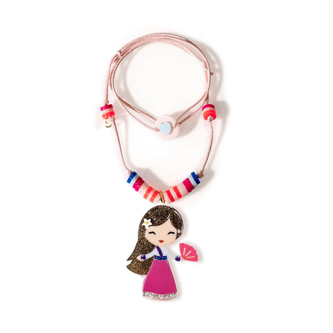 Lilies & Roses Cute Doll Necklace - Princess with Fan, Lilies & Roses, cf-type-necklaces, cf-vendor-lilies-&-roses, Cute Doll Necklace, Easter Basket Ideas, EB Girls, Lilies & Roses, Lilies &