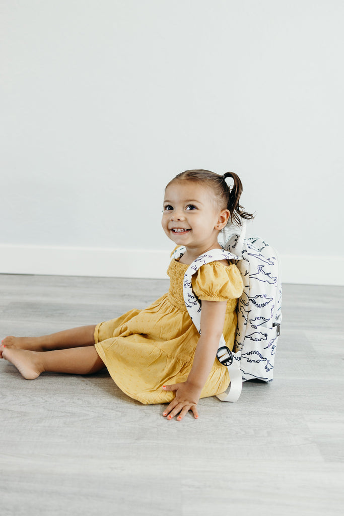 Cash & Co Dino Backpack White Basically Bows & Bowties