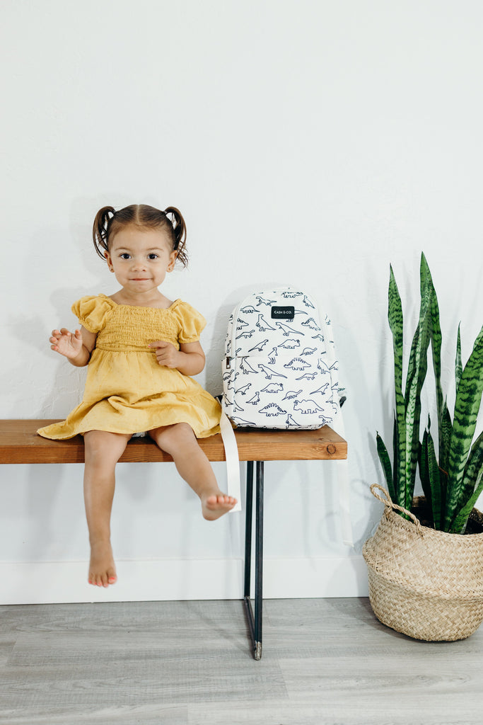 Cash & Co Dino Backpack White Basically Bows & Bowties
