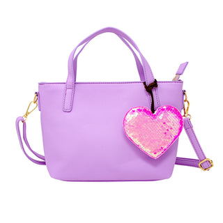 Zomi Gems Leather Tote Bag w/Charm - Purple w/Heart, Zomi Gems, CM22, Handbag, Leather Tote Bag, Purple, Purse, Tiny Treats, Tote Bag w/Charm, Zomi Gems, Zomi Gems Handbag, Zomi Gems Purse, H