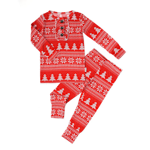 Gigi and Max Clark Christmas Sweater Ruffle 2pc Pajama Set, Gigi and Max, 2pc Pajama Set, All Things Holiday, Bamboo Pajama, Christmas, Christmas Pajama, Christmas Pajamas, Clark, Clark Chris