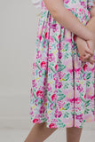 Mila & Rose Watercolor Blooms S/S Ruffle Twirl Dress, Mila & Rose, cf-size-2t, cf-type-dress, cf-vendor-mila-&-rose, CM22, Dress, Easter, Easter Dress, Mila & Rose, Mila & Rose Bunny, Mila & 
