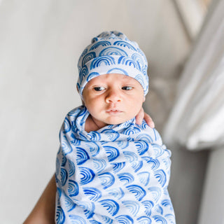 Little Sleepies Blue Rainbows Bamboo Swaddle & Hat Set, Little Sleepies, CM22, Little Sleepies, Little Sleepies Bamboo, Little Sleepies Blue Rainbows, Little Sleepies Blue Rainbows Bamboo Swa
