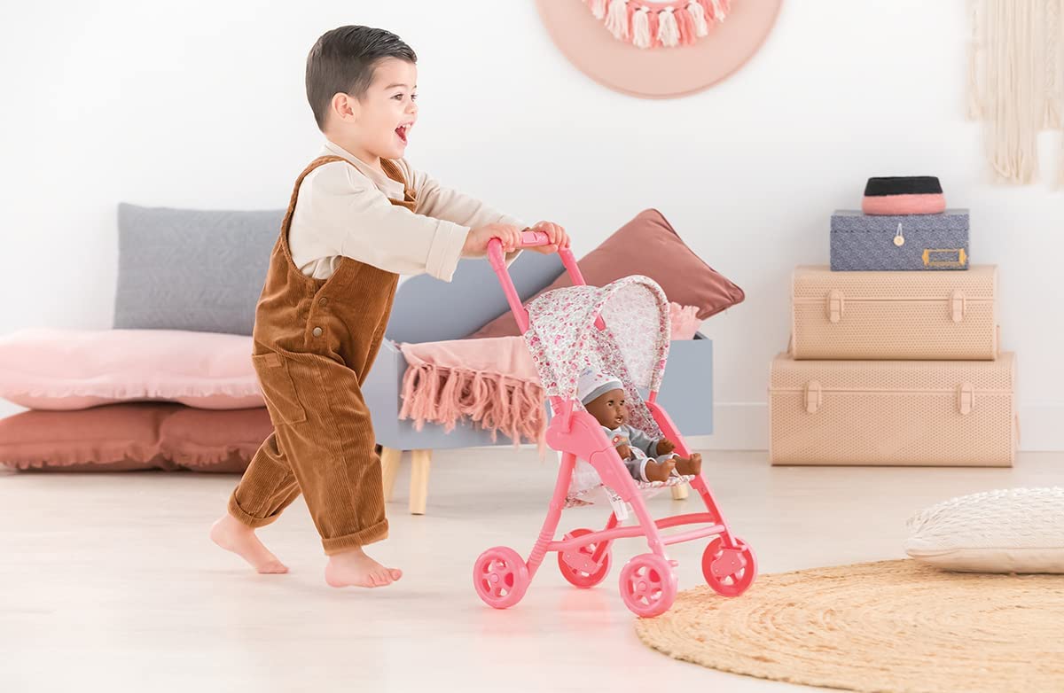 Corolle Pink Floral Baby Doll Stroller with Folding Canopy Basically Bows Bowties