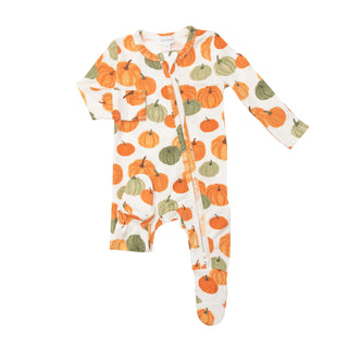 Angel Dear Pumpkin Footie with Zipper, Angel Dear, angel Dear, Angel Dear Bamboo Footie, Angel Dear Fall 2022, Angel Dear Footie with Zipper, Bamboo Footie, CM22, Footie with Zipper, Gender N