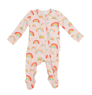 Angel Dear Pink Rainbows Bamboo Ruffle Footie with Zipper, Angel Dear, angel Dear, Angel Dear Bamboo Footie, Angel Dear Fall 2020, Angel Dear Footie with Zipper, Angel Dear Pink Rainbow, Ange