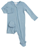 Angel Dear Basic Blue Solid Bamboo Footie with Zipper, Angel Dear, angel Dear, Angel Dear Bamboo Footie, Angel Dear Basic Blue Footie, Angel Dear Basic Blue Solid Bamboo Footie with Zipper, A