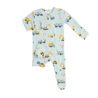 Angel Dear Construction Footie with Zipper, Angel Dear, angel Dear, Angel Dear Bamboo Footie, Angel Dear Construction, Angel Dear Fall 2021, Angel Dear Footie with Zipper, Bamboo Footie, CM22
