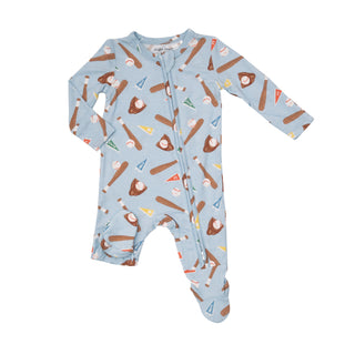 Angel Dear Baseball 2 Way Zipper Footie, Angel Dear, angel Dear, Angel Dear Bamboo Footie, Angel Dear Footie with Zipper, Angel Dear SS23, Bamboo Footie, Baseball, Baseball Baby, Footie with 