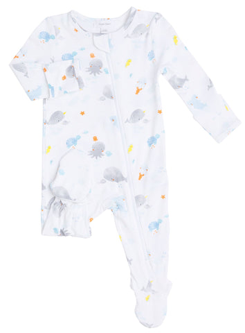 Angel Dear Baby Shark Bamboo Footie with Zipper, Angel Dear, Angel Dear, Angel Dear Baby Shark, Angel Dear Footie with Zipper, Angel dear Spring 2021, CM22, JAN23, Footie - Basically Bows & B