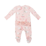 Angel Dear Baby Sheep Pink Ruffle Footie with Zipper, Angel Dear, angel Dear, Angel Dear Bamboo Footie, Angel Dear Fall 2022, Angel Dear Footie with Zipper, Angel Dear Ruffle Footie with Zipp