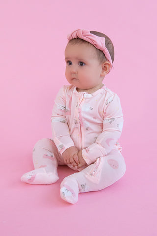 Angel Dear Baby Sheep Pink Ruffle Footie with Zipper, Angel Dear, angel Dear, Angel Dear Bamboo Footie, Angel Dear Fall 2022, Angel Dear Footie with Zipper, Angel Dear Ruffle Footie with Zipp