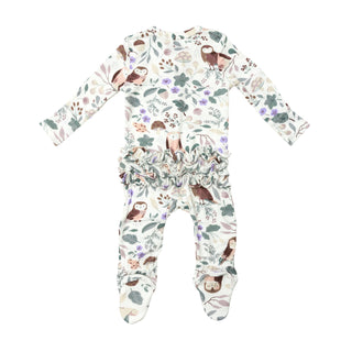 Angel Dear Owls Ruffle Footie with Zipper, Angel Dear, angel Dear, Angel Dear Bamboo Footie, Angel Dear Fall 2022, Angel Dear Footie with Zipper, Angel Dear Ruffle Footie with Zipper, Bamboo 