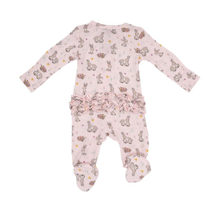 Angel Dear Pink Bunnies Ruffle Back 2 Way Zipper Footie, Angel Dear, angel Dear, Angel dear Footie, Angel Dear Ruffle Back 2 Way Zipper Footie, Angel Dear Ruffle Footie, Angel Dear SS23, Ange