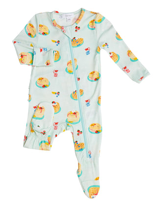 Angel Dear Pancakes Ruffle Back Bamboo Footie with Zipper, Angel Dear, Angel Dear, Angel Dear Dogs, Angel Dear Footie with Zipper, Angel Dear Pancakes, Angel dear Spring 2021, CM22, JAN23, Fo