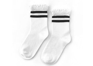 Little Stocking Co Lace Midi Socks - Black Stripe, Little Stocking Co, Cyber Monday, Holiday Socks, Lace Ruffle Socks, Lace Socks, Little Stocking Co, Little Stocking Co Lace Midi, Little Sto