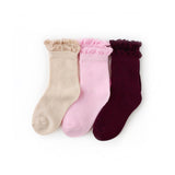 Little Stocking Co Lace Fancy Midi Sock Set (3 Pair) - Juliet, Little Stocking Co, cf-size-0-6-months, cf-size-6-18-months, cf-type-ruffle-socks, cf-vendor-little-stocking-co, Fall 2021, Lace