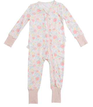 Angel Dear Sweet Ditsy Bamboo Ruffle Front Zipper Romper, Angel Dear, Angel Dear, Angel Dear Romper, Angel Dear Ruffle Front Zipper Romper, Angel dear Spring 2021, Angel Dear Sweet Ditsy, CM2