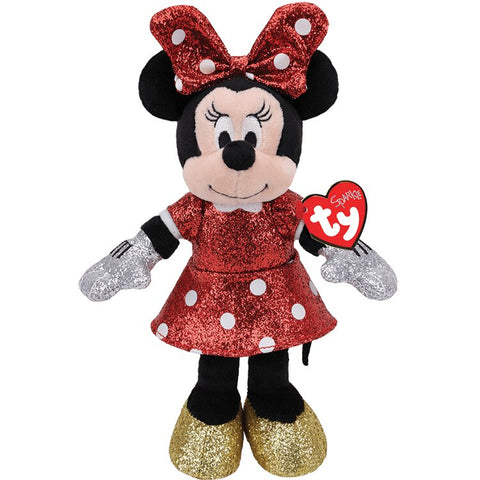 Ty Red Sparkle Minnie Mouse Plush Doll - Medium, Ty Inc, cf-type-stuffed-animal, cf-vendor-ty-inc, Disney Minnie  Mouse Stuffed Animal, Disney minnie Mouse, Minnie Mouse, Minnie Mouse Stuffed