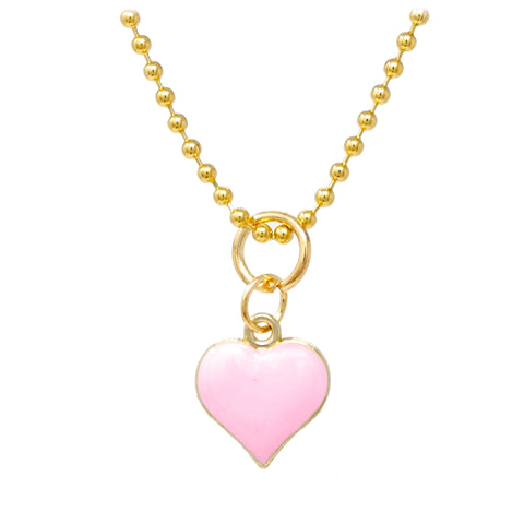Zomi Gems Pink Heart Gold Charm Necklace, Zomi Gems, Heart, Heart Necklace, Jewelry, Little Girls Jewelry, Necklace, Tiny Treats, Zomi Gems, Zomi Gems Necklace, Zomi Gems Pink Heart Gold Char