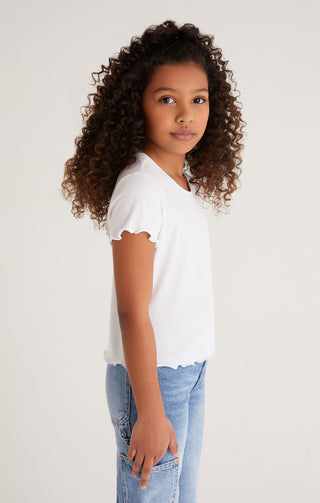 Z Supply Girls Kimberly Ribbed Top - White, Z Supply, cf-size-large-12-14, cf-type-tee, cf-vendor-z-supply, JAN23, Top, Tween Girl, tween girls, Tween Girls Clothing, White, Z Supply, Z Suppl