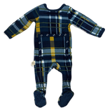 Kozi & Co Hunter & Gold Plaid Footie with Snaps, Kozi & co, All Things Holiday, Christmas in July, CM22, Cyber Monday, Els PW 8258, End of Year, End of Year Sale, Footie with Snaps, Hunter & 