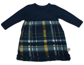 Kozi & Co Hunter & Gold Plaid Long Sleeve Dress, Kozi & co, All Things Holiday, cf-size-0-3-months, cf-size-3-6-months, cf-type-dress, cf-vendor-kozi-&-co, Christmas, Christmas Dress, Christm