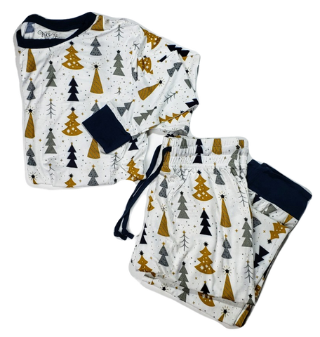 Kozi & Co Silver & Gold Trees Women's Pajama Set, Kozi & co, All Things Holiday, Christmas Pajamas, CM22, Cyber Monday, Kozi, Kozi & Co, Kozi & Co Holiday, Kozi & Co Holiday 2019, Kozi & Co S