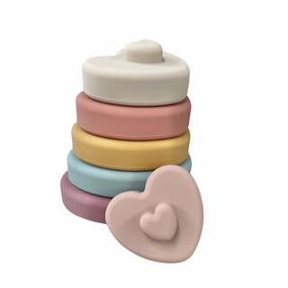 Three Hearts LE Heart Stacker - Misty Rose, Three Hearts, Stacking Toy, Teether, Teething, Teething Toy, Three Hearts, Three Hearts LE Heart Stacker, Three Hearts Misty Rose, Three Hearts Mod