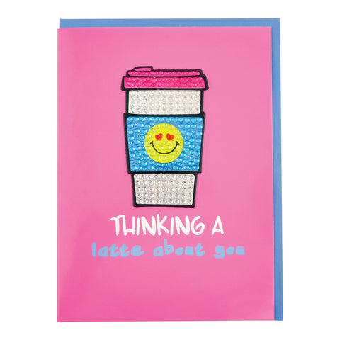 Iscream Thinking A Latte About You Rhinestone Greeting Card, Iscream, cf-type-greeting-&-note-cards, cf-vendor-iscream, Greeting Card, iScream, Iscream Card, iscream-shop, Greeting & Note Car