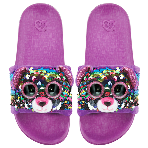 Ty Reversible Sequin Slides - Dotty the Cat, Ty Inc, Reversible Sequin Slides Dotty the Cat, Shoes, Ty, Ty Dotty the Cat, Ty Reversible Sequin, Ty Reversible Sequin Pool Slide, Ty Reversible 