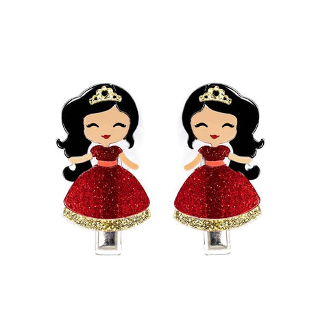 Lilies & Roses Cute Doll Clip Set -  Princess with Red Dress, Lilies & Roses, Acryliic, cf-type-clip-set, cf-vendor-lilies-&-roses, Lilie & Roses, Lilies and Roses, Lillie & Roses, Lillie and