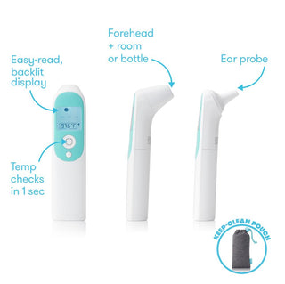 Frida Baby 3-in-1 Ear, Forehead + Touchless Infrared Thermometer, Frida, 3-in-1 Thermometer, Baby Basics, Baby Essentials, Baby Shower, Baby Shower Gift, cf-type-snotsucker, cf-vendor-frida, 