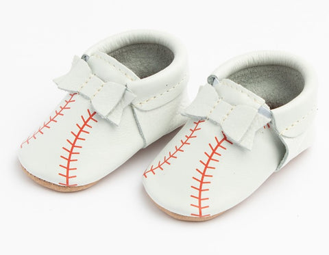 Freshly Picked First Pitch Bow Mocc Mini Sole, Freshly Picked, Baseball, Baseball Baby, Bow Moc, Bow Moccasins, cf-size-3, cf-size-4, cf-type-moccasins, cf-vendor-freshly-picked, Freshly Pick