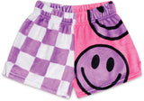 Iscream Checkered Smiles Plush Shorts, Iscream, Fleece Shorts, Gifts for Tween, Girls Sleep Shorts, iscream, Iscream Checkered Smiles, Iscream Checkered Smiles Plush Shorts, Iscream Plush Sho