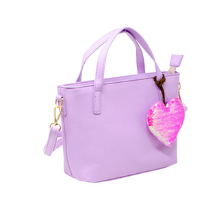 Zomi Gems Leather Tote Bag w/Charm - Purple w/Heart, Zomi Gems, CM22, Handbag, Leather Tote Bag, Purple, Purse, Tiny Treats, Tote Bag w/Charm, Zomi Gems, Zomi Gems Handbag, Zomi Gems Purse, H