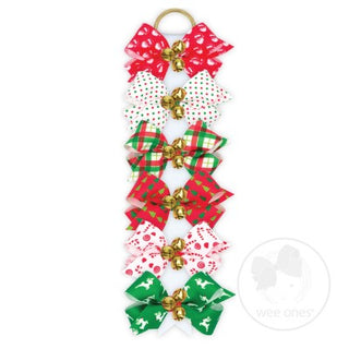 Mini Holiday with Bells Hair Bow on Clippie, Wee Ones, All Things Holiday, Alligator Clip, Alligator Clip Hair Bow, cf-type-hair-bow, cf-vendor-wee-ones, Christmas Bow, Christmas Hair Bow, Ch