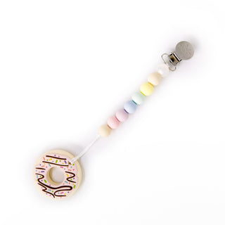LouLou Lollipop Pink Donut Teether w/Holder Set-Cotton Candy, LouLou Lollipop, Donut, Donut teether, Donut Teething Toy, Lou Lou Lollipop, Lou Lou Lollipop Teether, LouLou lollipop, LouLou Lo