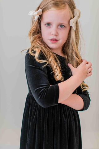 Mila & Rose Black Velvet Twirl Dress, Mila & Rose, All Things Holiday, Black Velvet, Black Velvet Twirl Dress, Christmas Dress, Mila & Rose, Mila & Rose Black Velvet, Mila & Rose Twirl Dress,