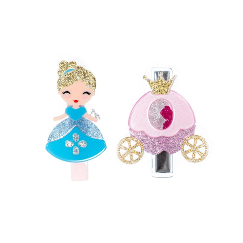 Lilies & Roses Cute Doll Clip Set - Princess with Glass Slipper & Carriage, Lilies & Roses, Acryliic, cf-type-clip-set, cf-vendor-lilies-&-roses, Lilie & Roses, Lilies and Roses, Lillie & Ros