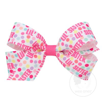 Little Sister Dot Hair Bow on Clippie - 2 Sizes, Wee Ones, cf-size-medium, cf-size-small, cf-type-hair-bow, cf-vendor-wee-ones, CM22, Hair Bow on Clippie, Little Sister, Little Sister Dot Hai
