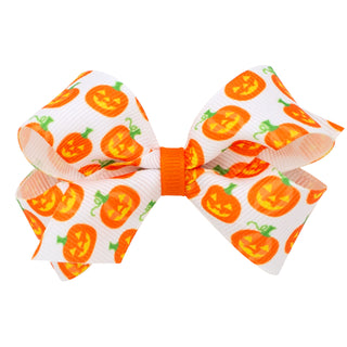 Mini Halloween Print Grosgrain Hair Bow on Clippie - 9 Styles, Wee Ones, Alligator Clip, Alligator Clip Hair Bow, Clippie, Clippie Hair Bow, Hair Bow, Hair Bow on Clippie, Hair Bows, Hallowee