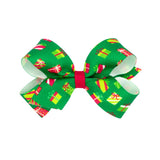 Mini Holiday Grosgrain Printed Hair Bow on Clippie (6 Prints Available), Wee Ones, All Things Holiday, cf-type-hair-bow, cf-vendor-wee-ones, Christmas Bow, Hair Bow, Holiday Hair Bow, jolly h